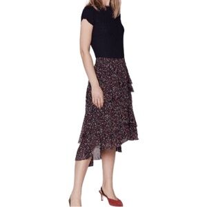 Joie Black and Red Midi Skirt